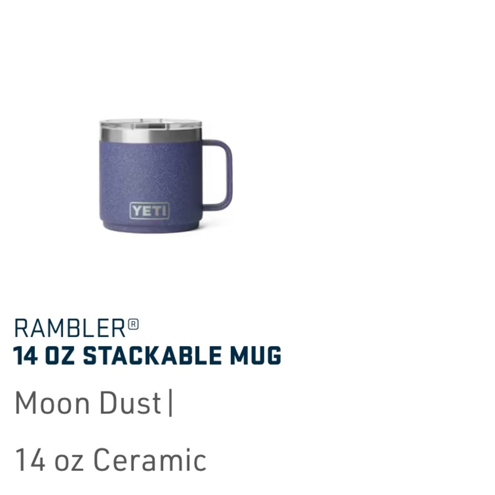 YETI Rambler 14 oz Stackable Mug Moon Dust Textured STACKABLE MUG CERAMIC LINING - Picture 3 of 16